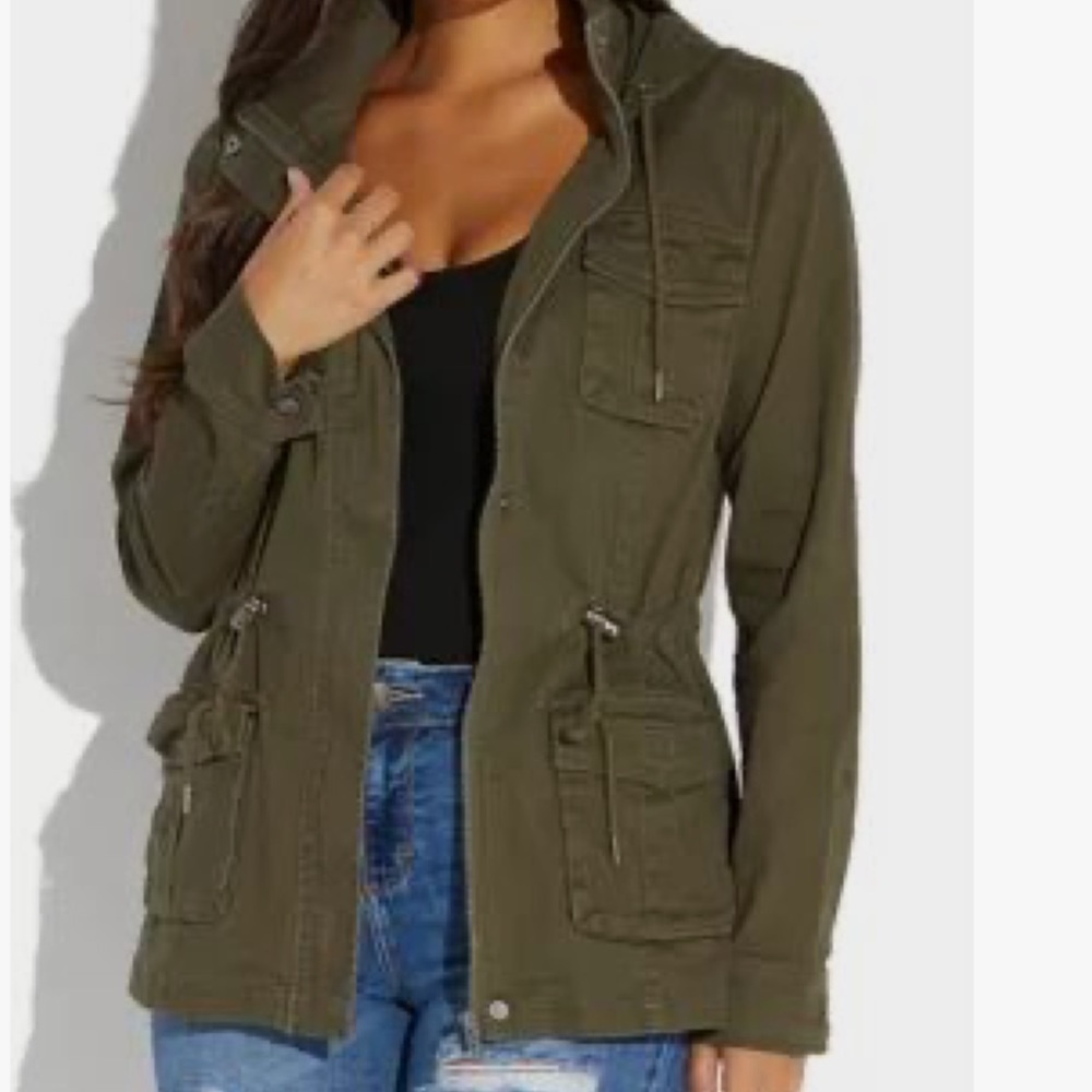 Army cinch waist jacket (comes with hat )